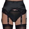 black-satin-suspender-belt-6-straps black satin suspender belt with 6 straps and metal clips