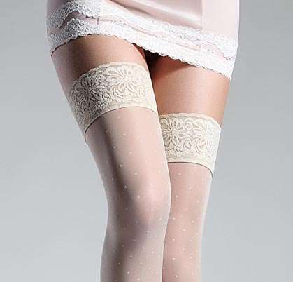 ivory polka dot holdup stockings