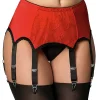 10-strap-suspender-belt-lace-front-red-ND 10 strap suspender belt with lace front in red