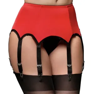 8 strap plain front suspender belt in deep retro style