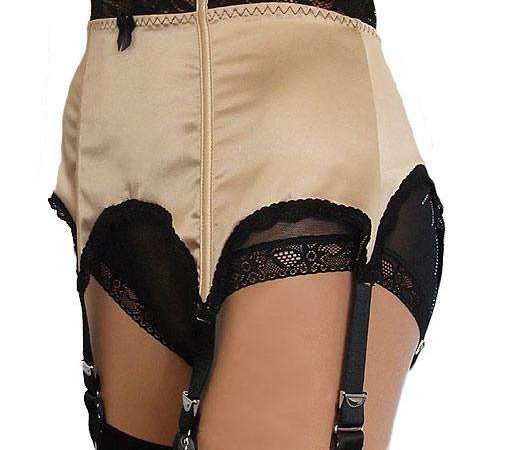 Gold and Black Satin and lace suspender belt