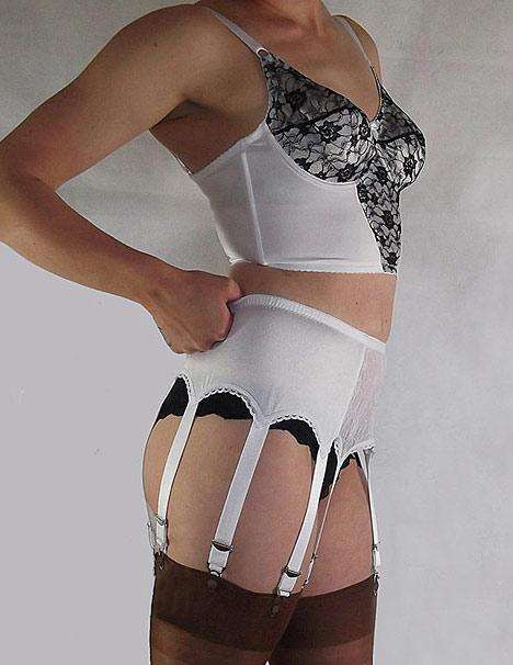 White lace front longline bra