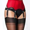 power mesh suspender belt in red