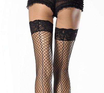 Lace Top Seamed Fencenet Hold-up Stockings