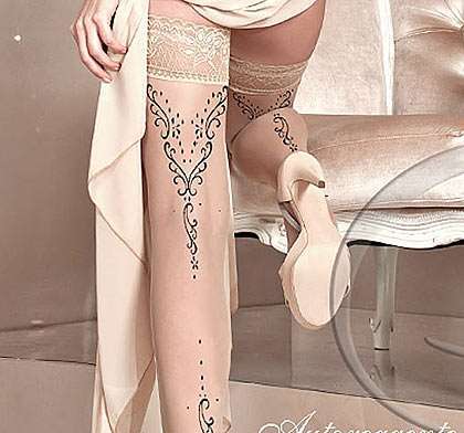 Luxury Nude Patterned Holdup Stockings Ballerina 228
