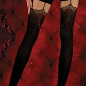 Ballerina black and red seamed holdups