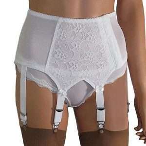 Lace Front 6 strap suspender belt with side fastening