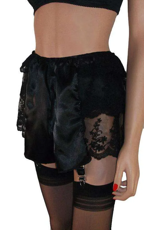 Silk french knickers with scalloped lace