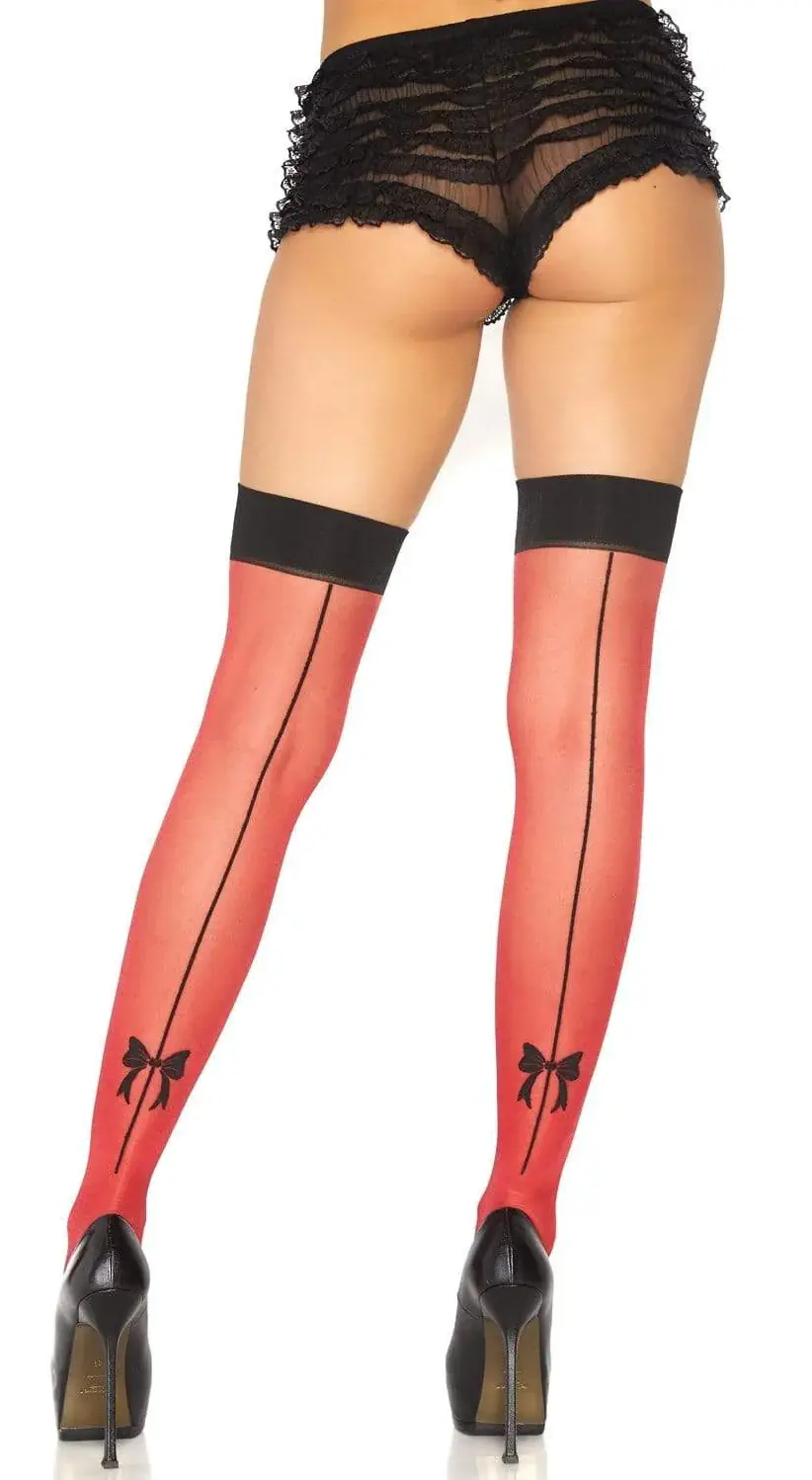 Leg avenue red stockings with black bows
