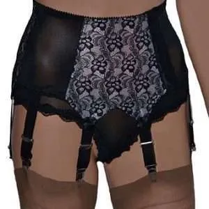 Anete lace front 6 strap retro style suspender belt