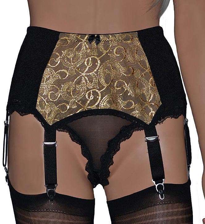 gold lace front suspender belt