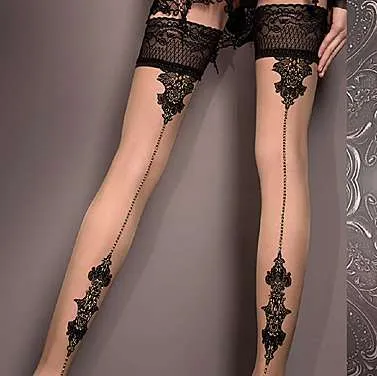 patterned hold up stockings