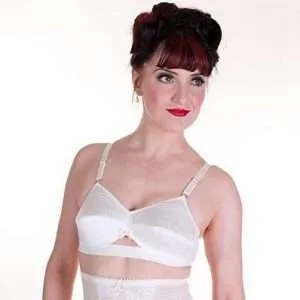 spiral stitch cone bra in white satin