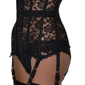 black all lace waspie with 6 suspenders