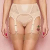 beige-6-strap-suspender-belt-laura quality beige 6 strap suspender belt, Laura by UK based Swanky Pins