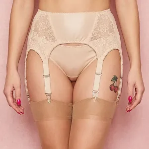quality beige 6 strap suspender belt, Laura by UK based Swanky Pins