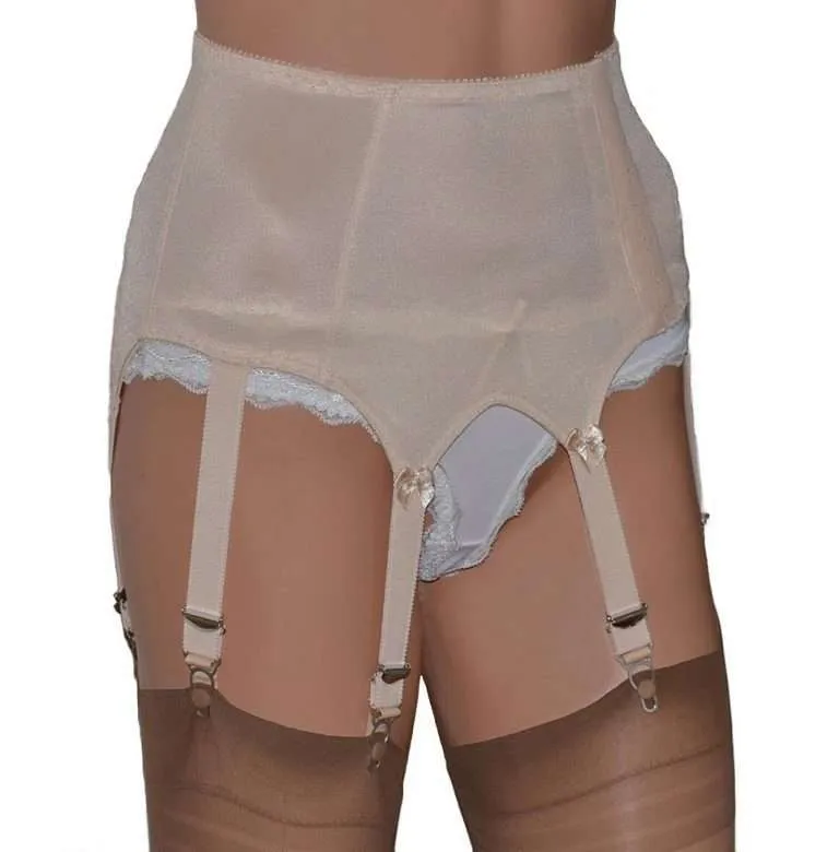 Traditional Retro Style 8 Strap Suspender Belt with Plain Panels