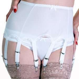 White Plain Suspender Belt Or 10 Strap Suspender Belt With Plain Panels In Black Or White White Plain Suspender Belt Or 10 Strap Suspender Belt With Plain Panels In Black Or White