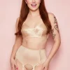 beige 8 strap plain suspender belts by Swanky Pins