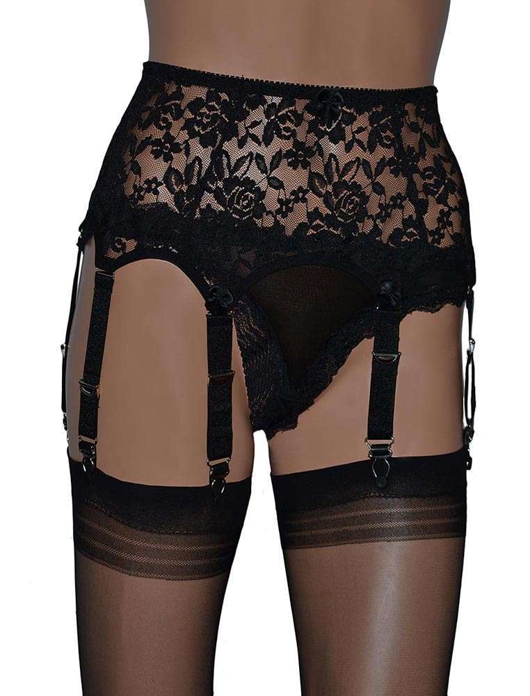 black-all-lace-8-strap-garter-belt black lace 8 strap suspender / garter belt