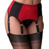 red-and-black-6-strap-suspender-ND black suspender belt with red lace panels