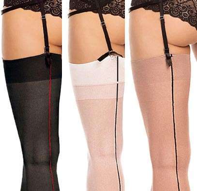 plus size contrast seam stockings in 20 denier