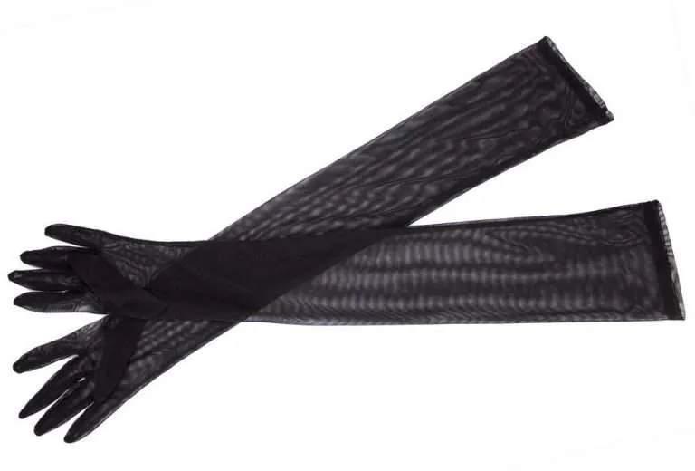 Long Black Mesh Opera or Evening Gloves