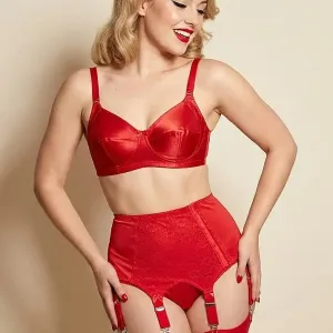 red lace front suspender belt - Swanky Pins Anete