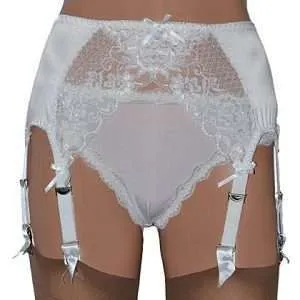 white satin suspender belt with 8 straps