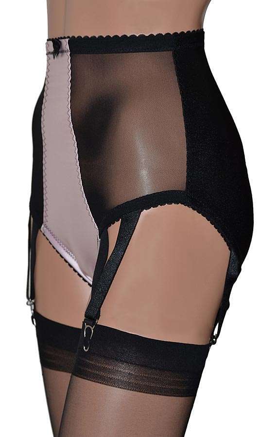 power mesh panty girdle with V suspender clips
