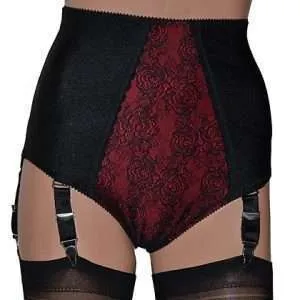 vintage style power mesh panty girdle with suspenders
