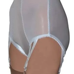 white power mesh girdle with 4 x V Suspenders