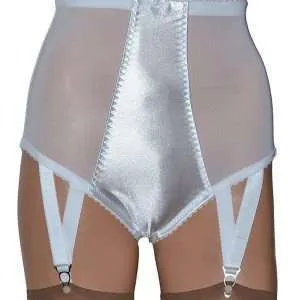 white power mesh panty girdle with suspenders