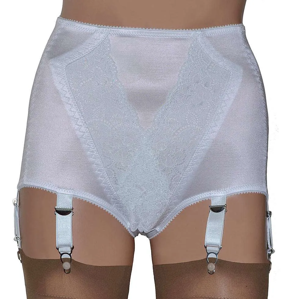 Vintage Style Panty Girdle in White with 6 Suspender Straps