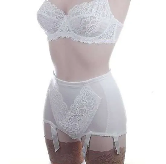 White vintage style panty girdle with lace front