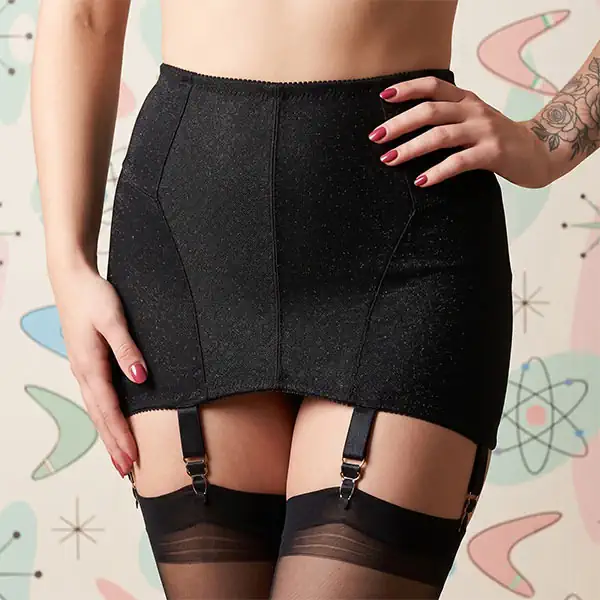 lightweight-6-strap-black-girdle Lightweight suspender girdle with 6 straps