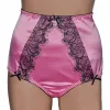 high waist satin and lace knickers in pink