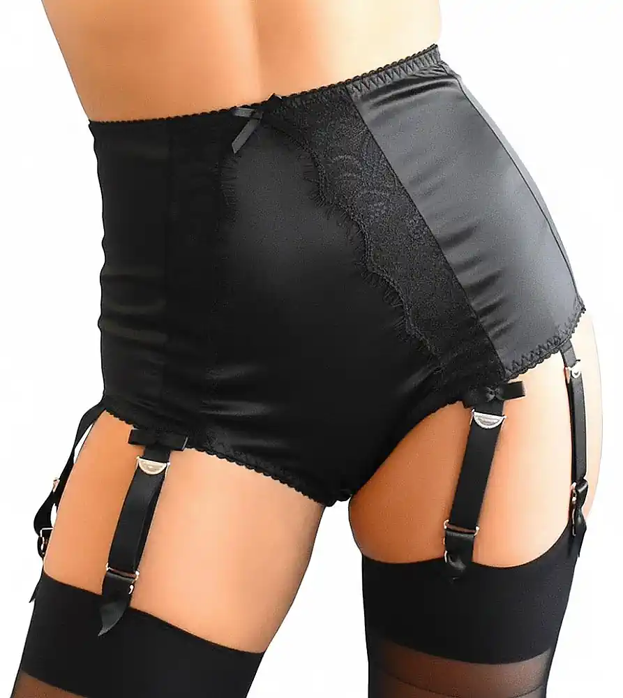 retro style high waist satin knickers in black or white