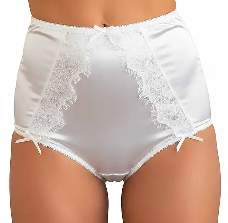 white satin vintage style high waist panties