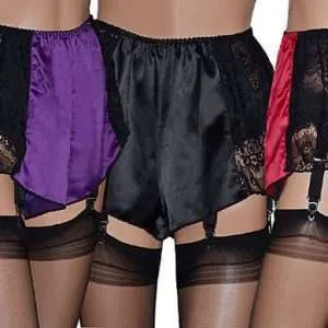 Eyelash Lace French Knickers with satin front panel