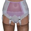 deep-retro-style-polka-dot-suspender-belt Retro style deep suspender belt in pink with white spots