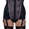 high waist open bottom girdle in purple and black
