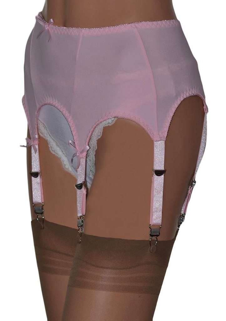 Pink 6 Strap Suspender Belt with Metal Clips in UK Sizes 820
