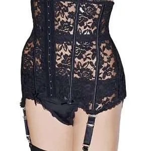 Black lace waist cincher with suspenders