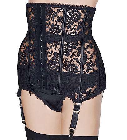 black-lace-waist-cincher-3032 Black lace waist cincher with suspenders