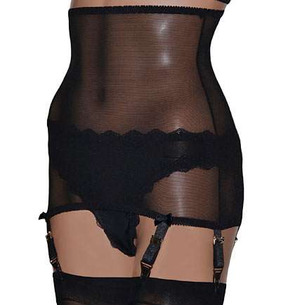 High Waist Vintage Style Sheer Girdle with Suspenders