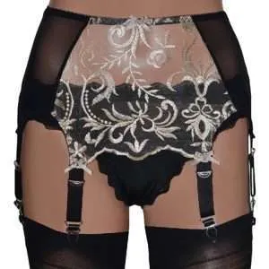 Black and gold 6 strap suspender belt