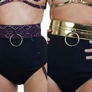 o ring wide belt in gold or pink snakeskin