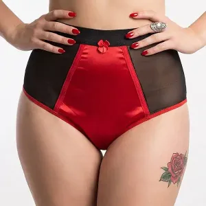 1950s style knickers in black or black with red satin front panel