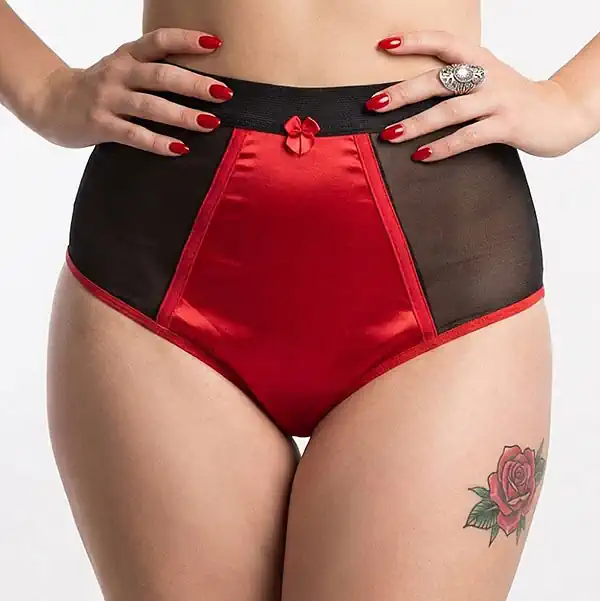 1950s-style-knickers-in-black-or-red 1950s style knickers in black or black with red satin front panel